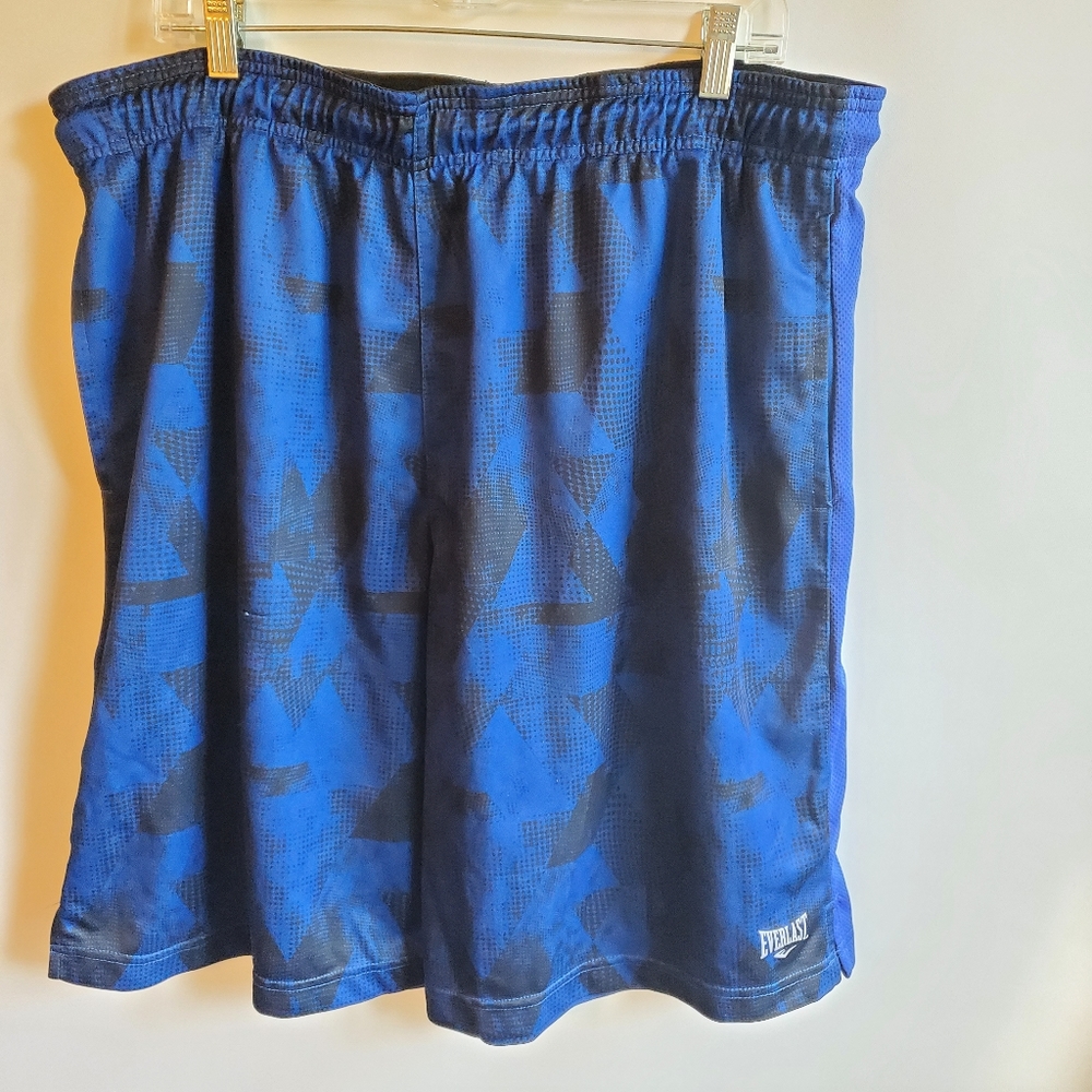 EVERLAST MEN'S SHORTS BLUE/BLACK ATHLETIC SHORTS SIZE XX/EE
